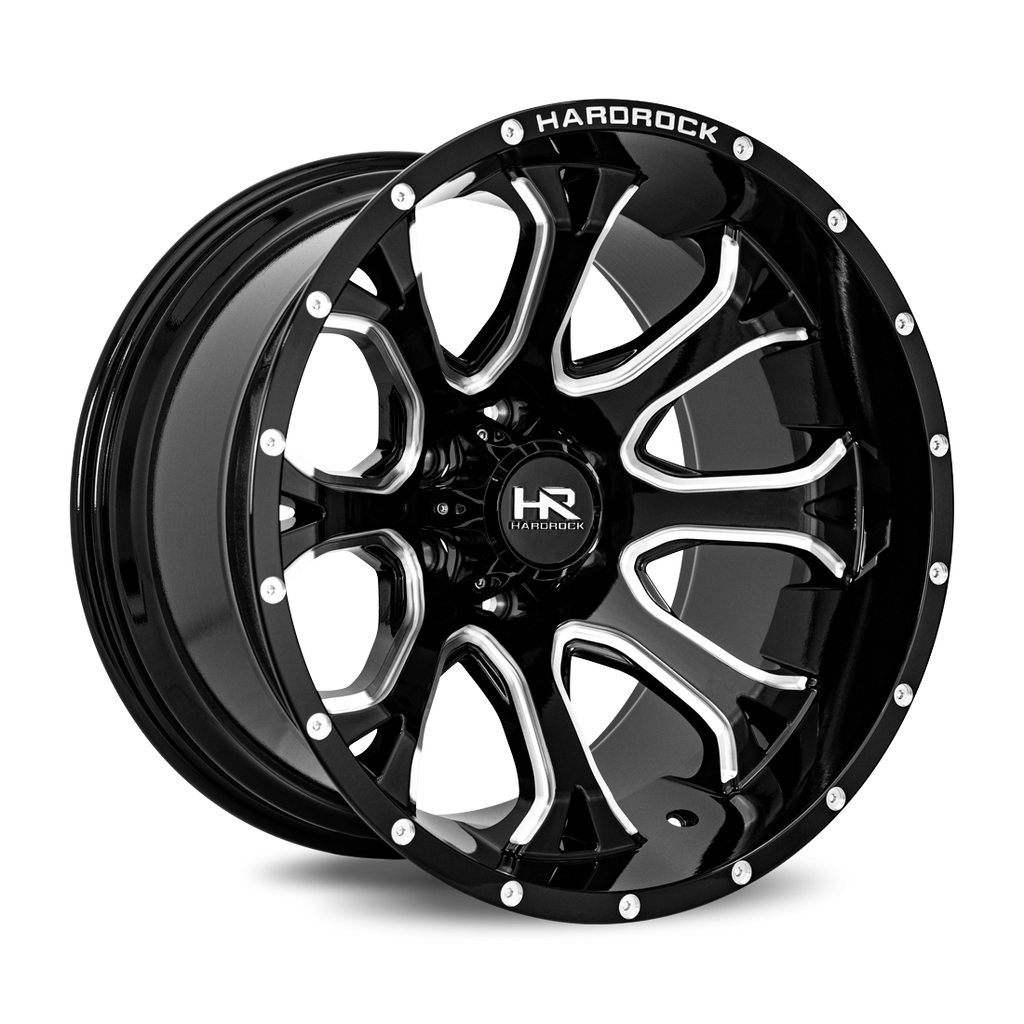 Aluminum Wheels BloodShot Xposed 20x12 5x150 -44 110.3 Gloss Black Milled Hardrock Offroad