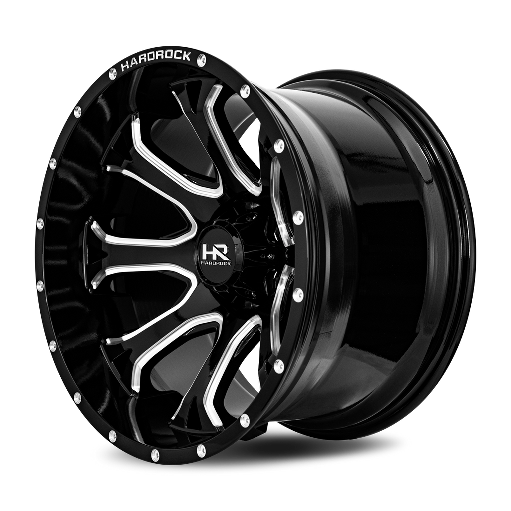 Aluminum Wheels BloodShot Xposed 20x12 5x150 -44 110.3 Gloss Black Milled Hardrock Offroad