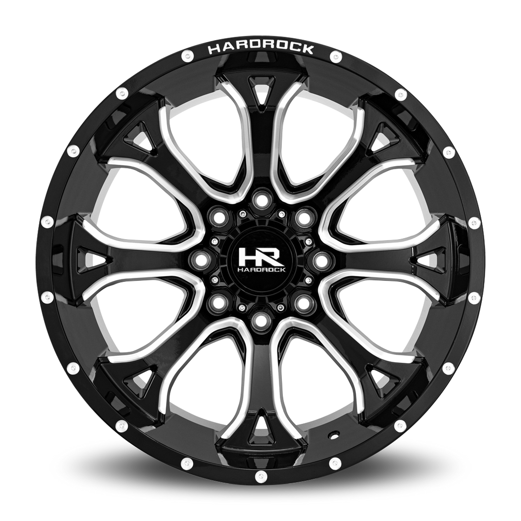 Aluminum Wheels BloodShot Xposed 22x12 6x135 -51 87.1 Gloss Black Milled Hardrock Offroad