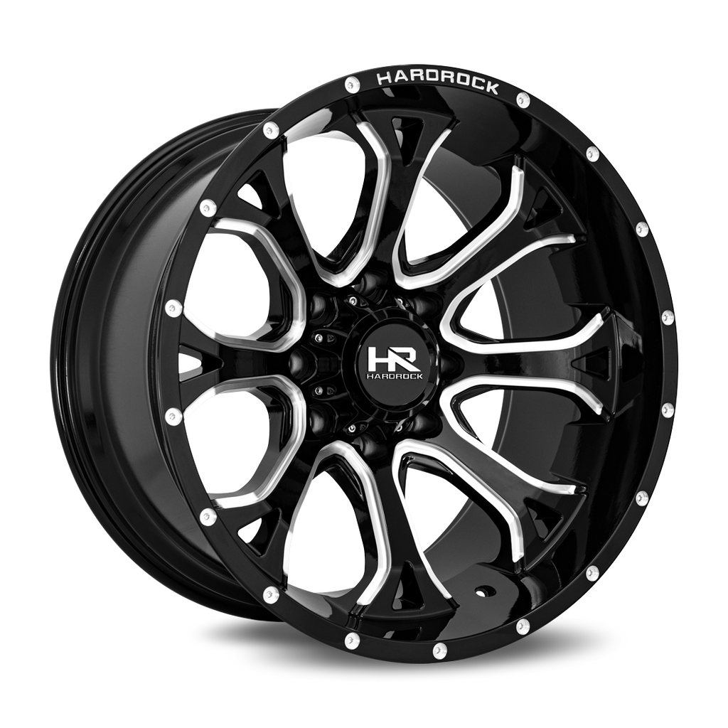 Aluminum Wheels BloodShot Xposed 22x12 6x135 -51 87.1 Gloss Black Milled Hardrock Offroad