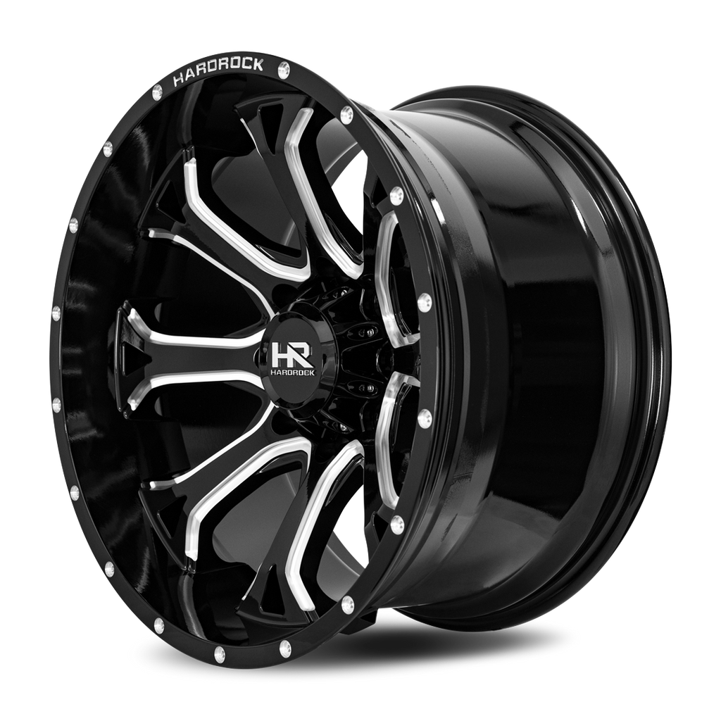 Aluminum Wheels BloodShot Xposed 22x12 6x135 -51 87.1 Gloss Black Milled Hardrock Offroad