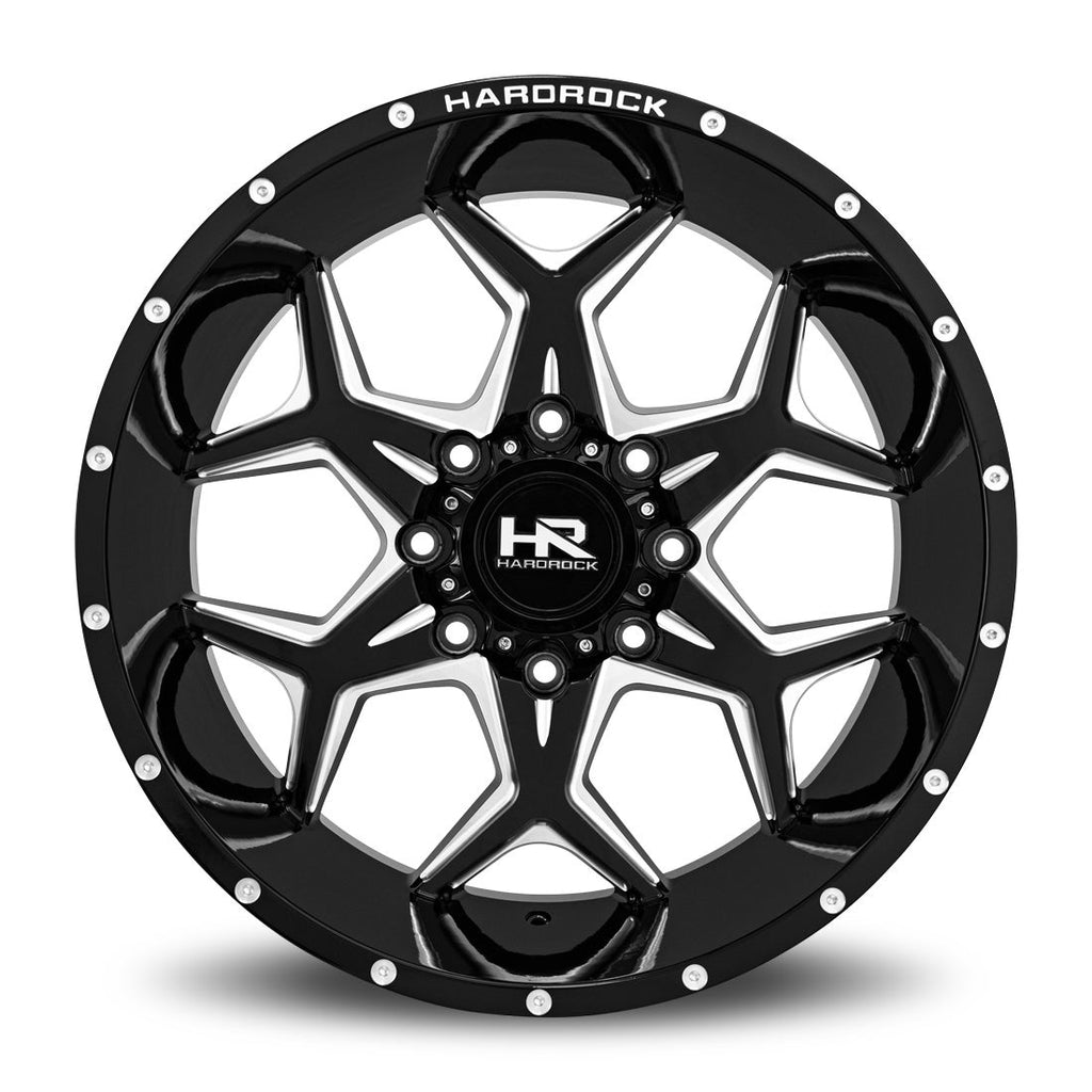 Aluminum Wheels Reckless Xposed 20x10 5x150 -19 110.3 Gloss Black Milled Hardrock Offroad