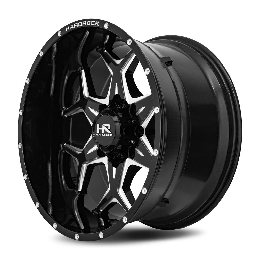 Aluminum Wheels Reckless Xposed 20x10 5x150 -19 110.3 Gloss Black Milled Hardrock Offroad