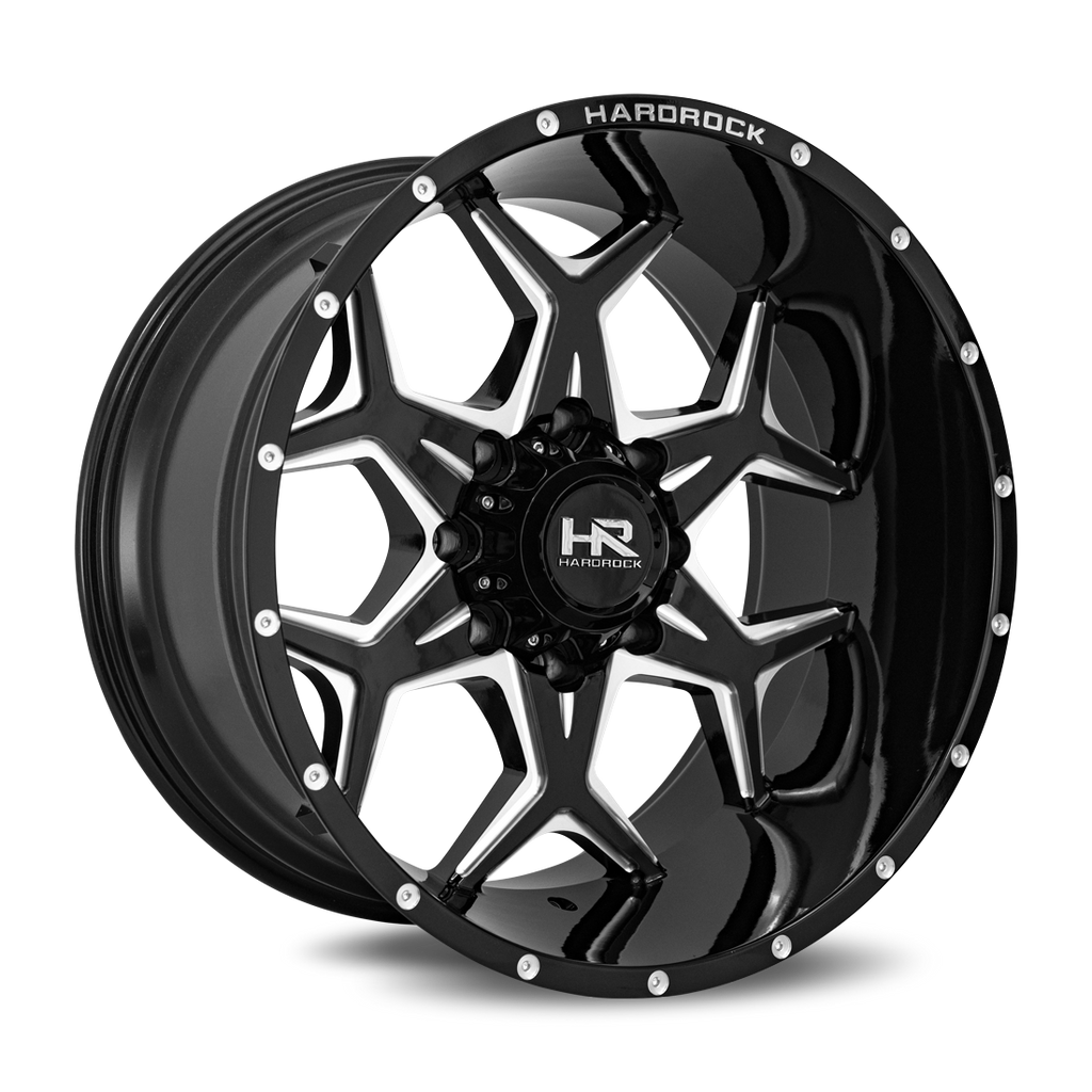 Aluminum Wheels Reckless Xposed 22x12 6x135 -51 87.1 Gloss Black Milled Hardrock Offroad