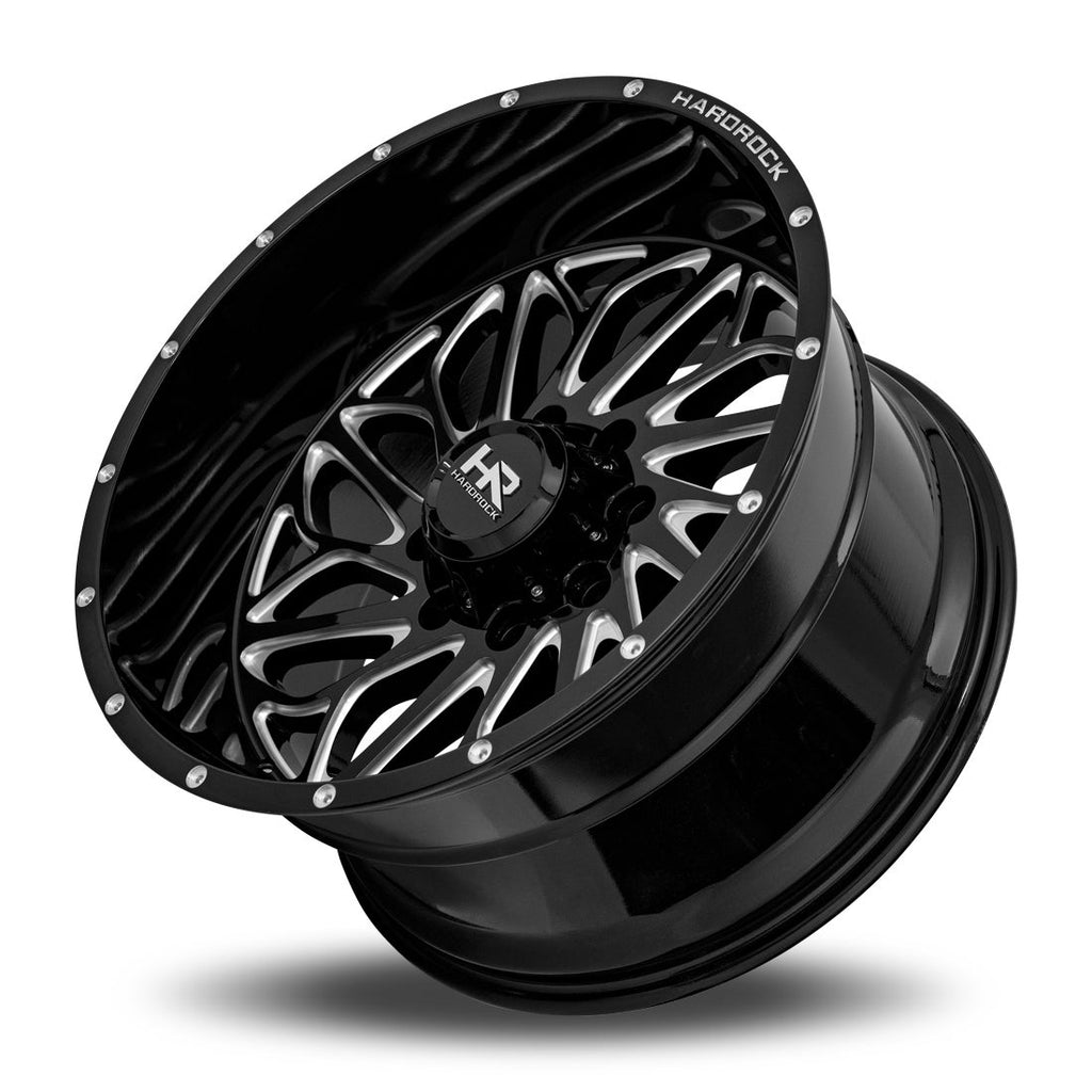 Aluminum Wheels BlackTop Xposed 20x10 6x135 -19 87.1 Gloss Black Milled Hardrock Offroad