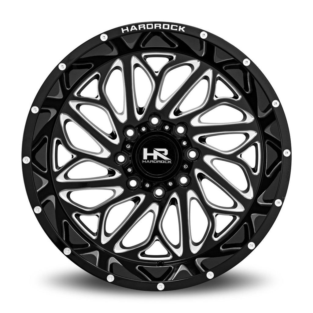 Aluminum Wheels BlackTop Xposed 20x10 5x150 -19 110.3 Gloss Black Milled Hardrock Offroad