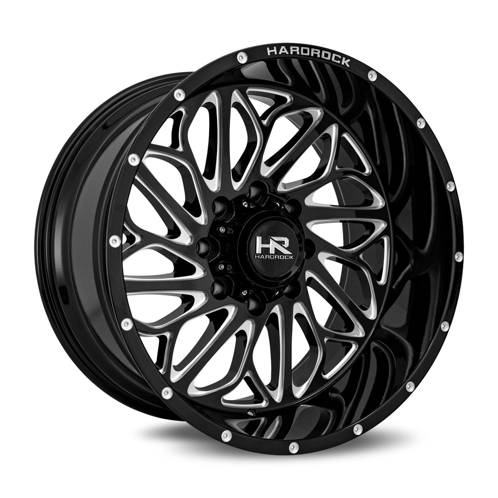 Aluminum Wheels BlackTop Xposed 20x10 5x150 -19 110.3 Gloss Black Milled Hardrock Offroad