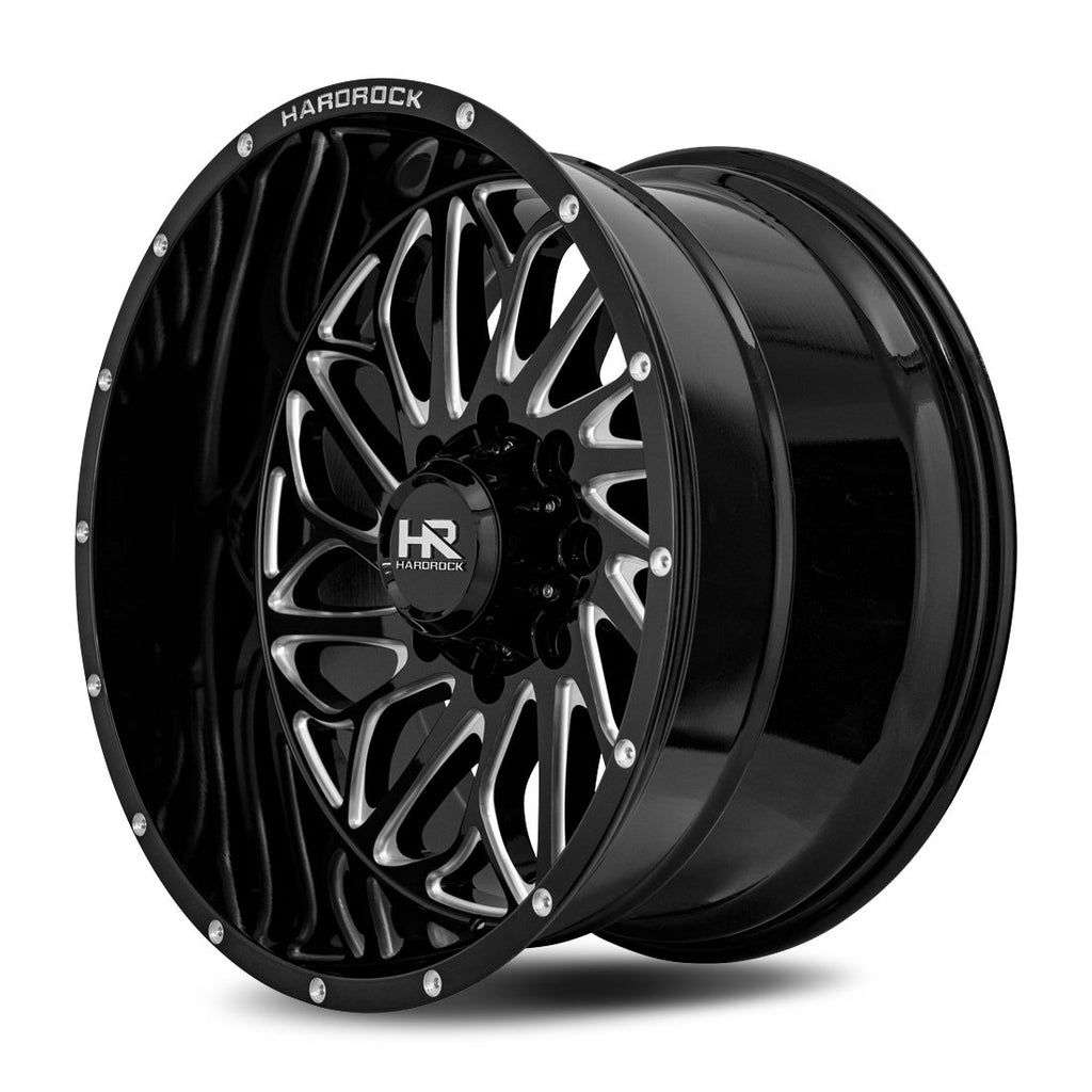 Aluminum Wheels BlackTop Xposed 20x10 5x150 -19 110.3 Gloss Black Milled Hardrock Offroad