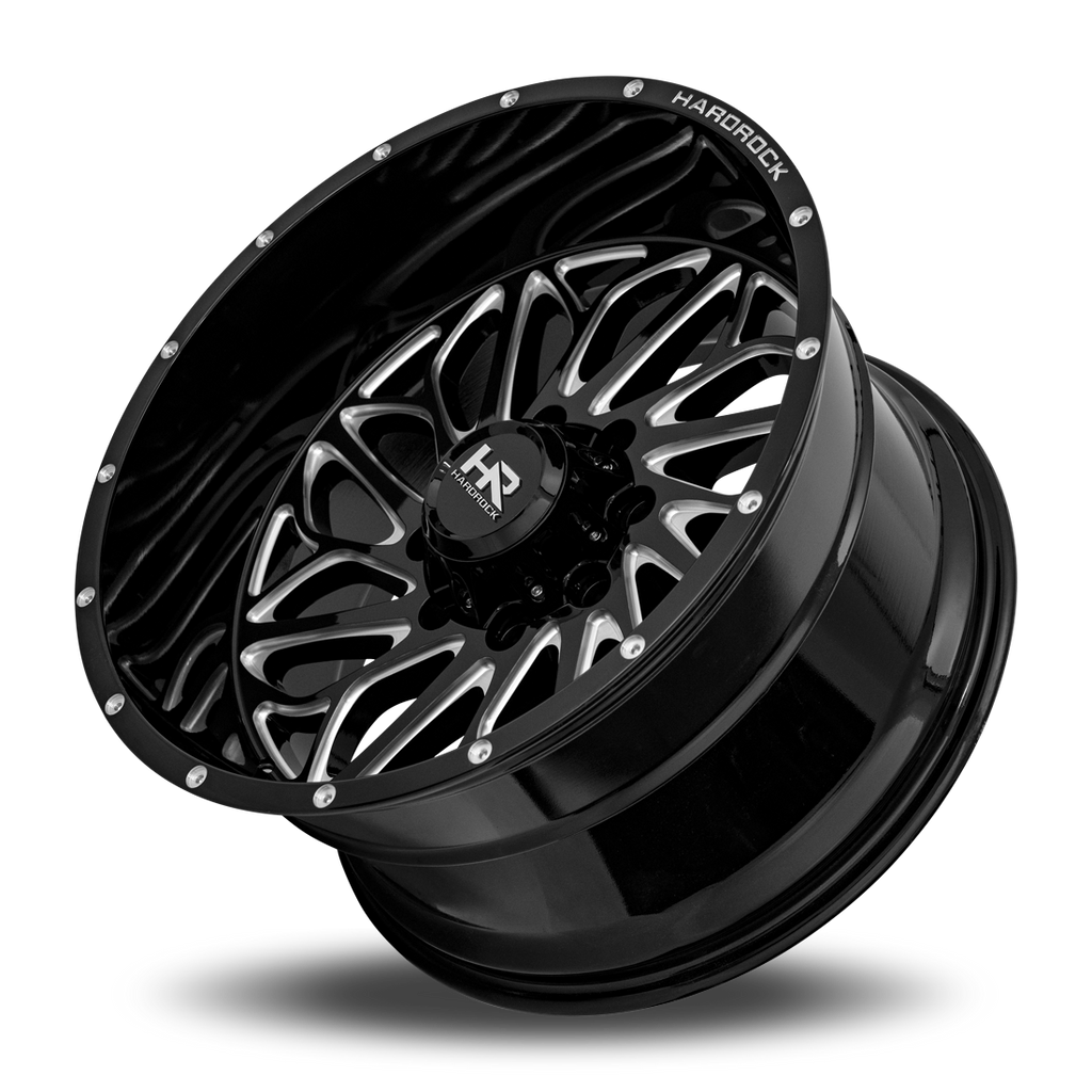 Aluminum Wheels BlackTop Xposed 22x12 6x135 -51 87.1 Gloss Black Milled Hardrock Offroad