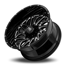 Load image into Gallery viewer, Aluminum Wheels BlackTop Xposed 22x12 6x135 -51 87.1 Gloss Black Milled Hardrock Offroad