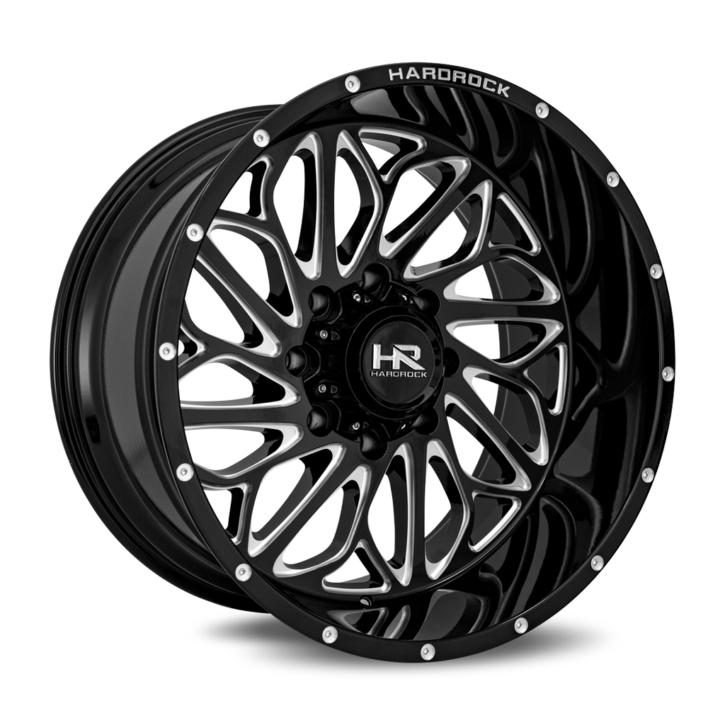 Aluminum Wheels BlackTop Xposed 22x12 5x150 -51 110.3 Gloss Black Milled Hardrock Offroad