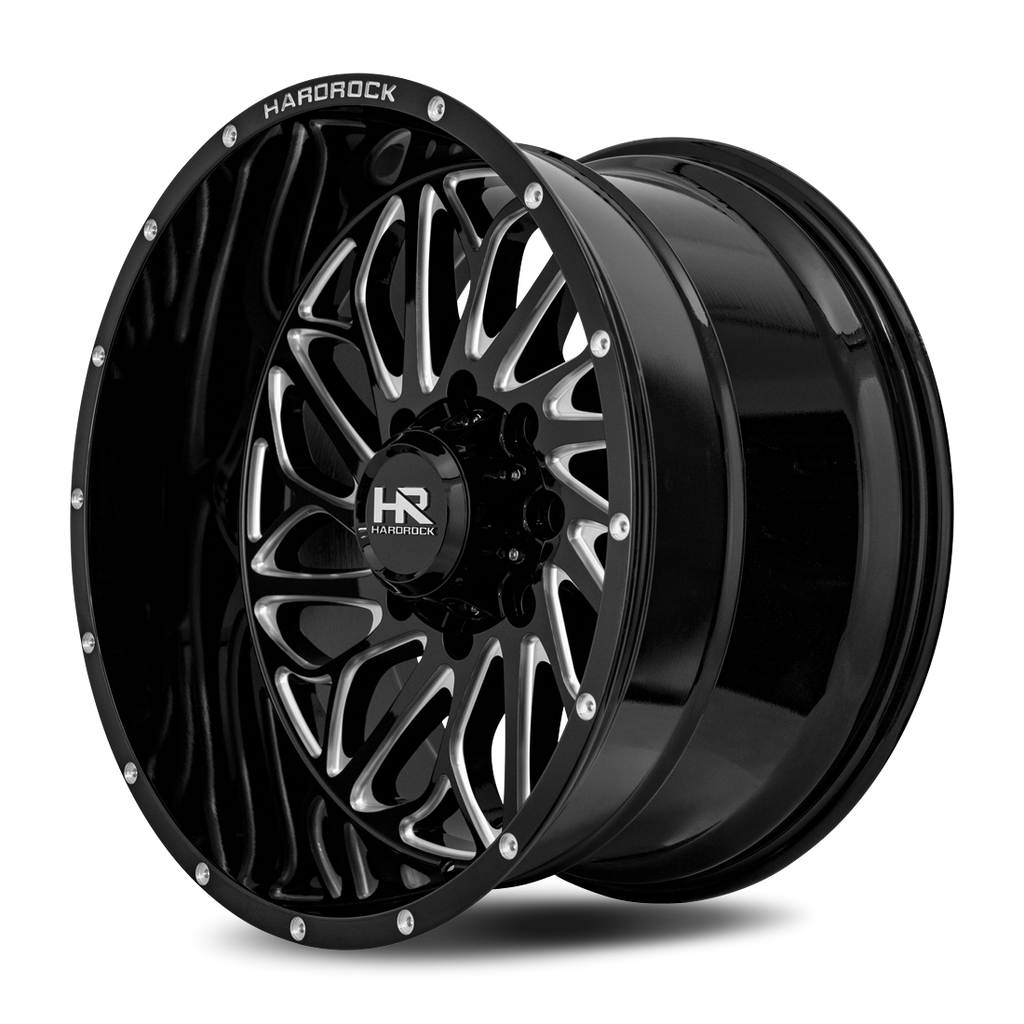 Aluminum Wheels BlackTop Xposed 22x12 5x150 -51 110.3 Gloss Black Milled Hardrock Offroad