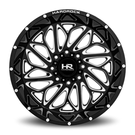 Aluminum Wheels BlackTop Xposed 22x12 8x170 -51 125.2 Gloss Black Milled Hardrock Offroad