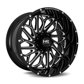 Aluminum Wheels BlackTop Xposed 22x12 5x139.7 -51 87 Gloss Black Milled Hardrock Offroad
