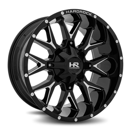 Aluminum Wheels Affliction 20x9 8x165.1 0 125.2 Gloss Black Milled Hardrock Offroad