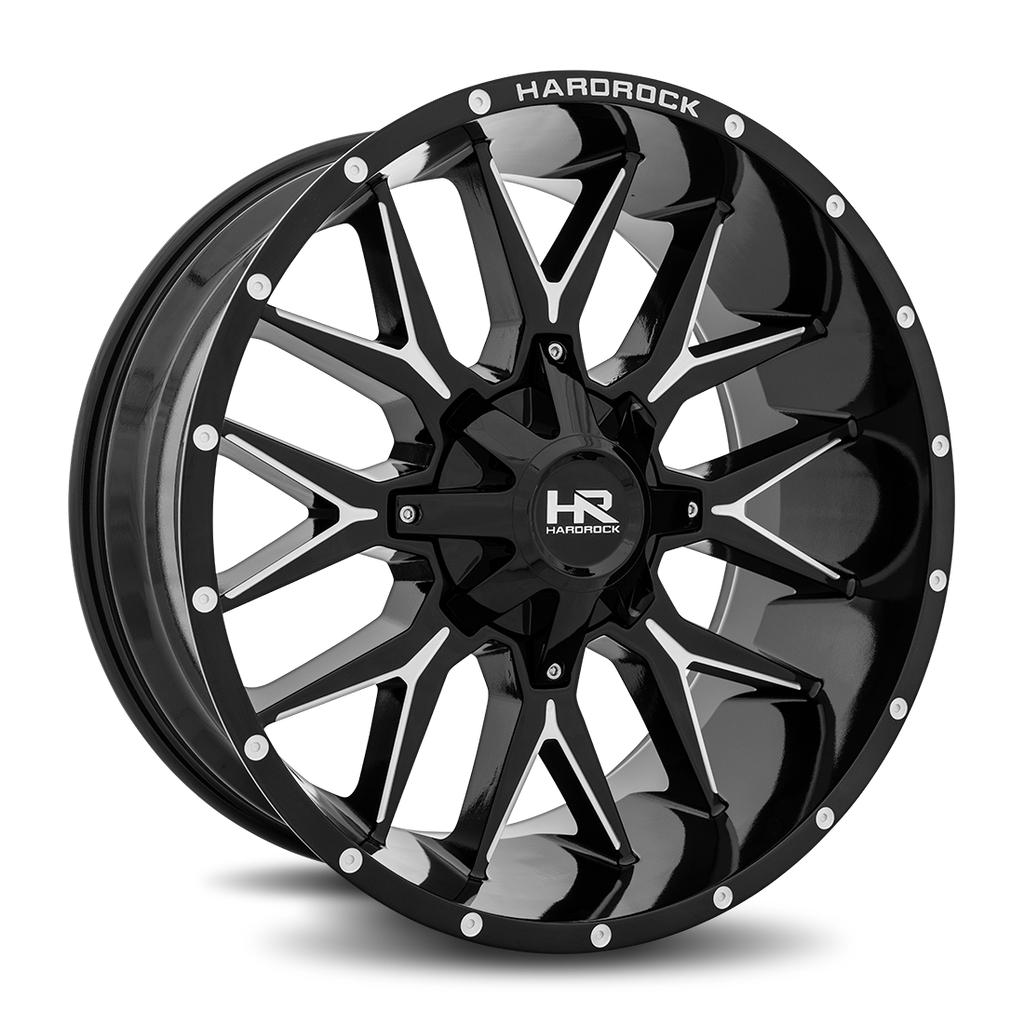 Aluminum Wheels Affliction 22x10 5x127/139.7 -19 87 Gloss Black Milled Hardrock Offroad