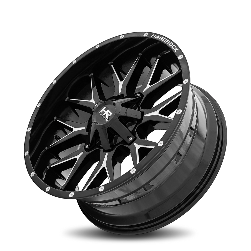 Aluminum Wheels Affliction 22x10 5x127/139.7 -19 87 Gloss Black Milled Hardrock Offroad