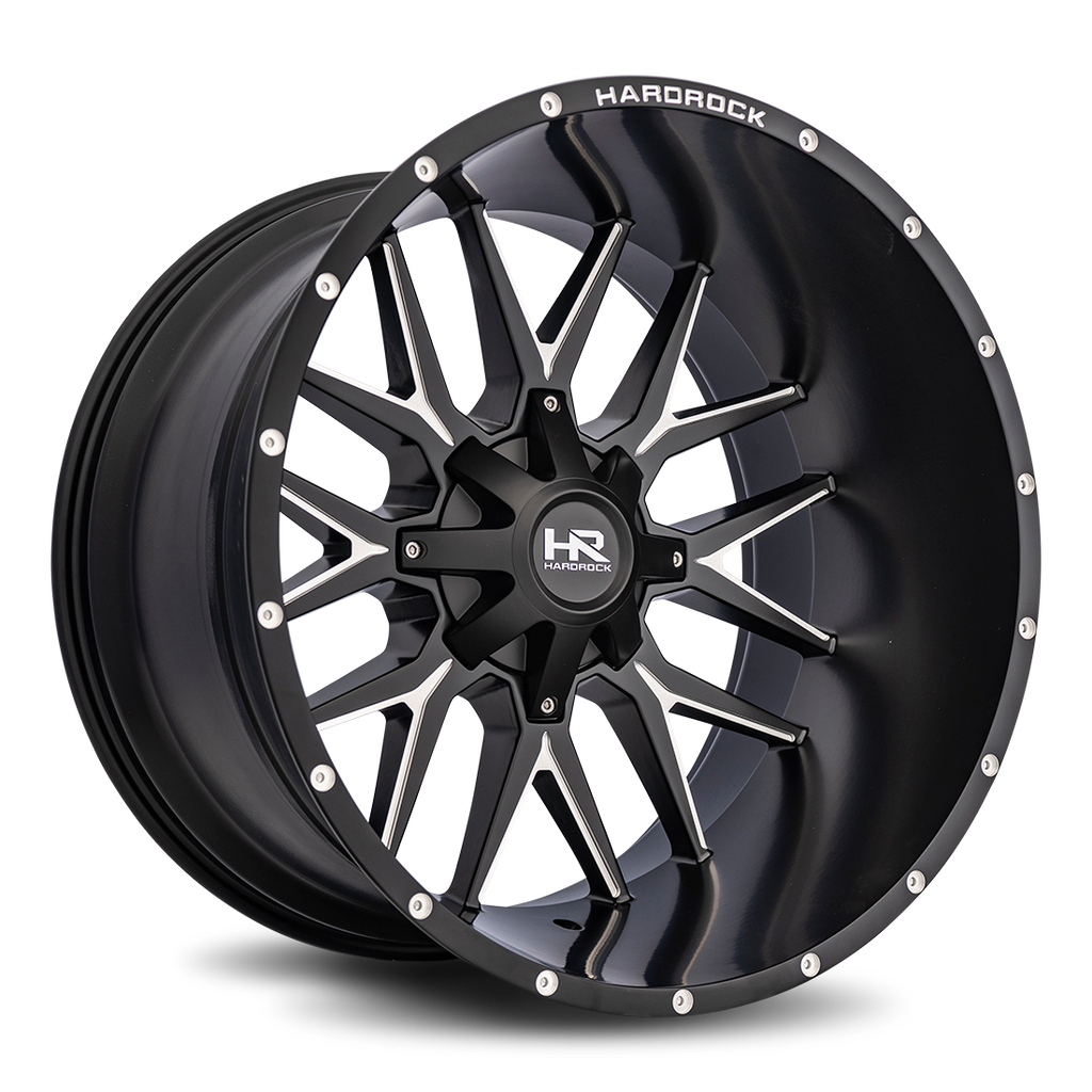 Aluminum Wheels Affliction 24x14 8x180 -76 124.3 Satin Black Milled Hardrock Offroad