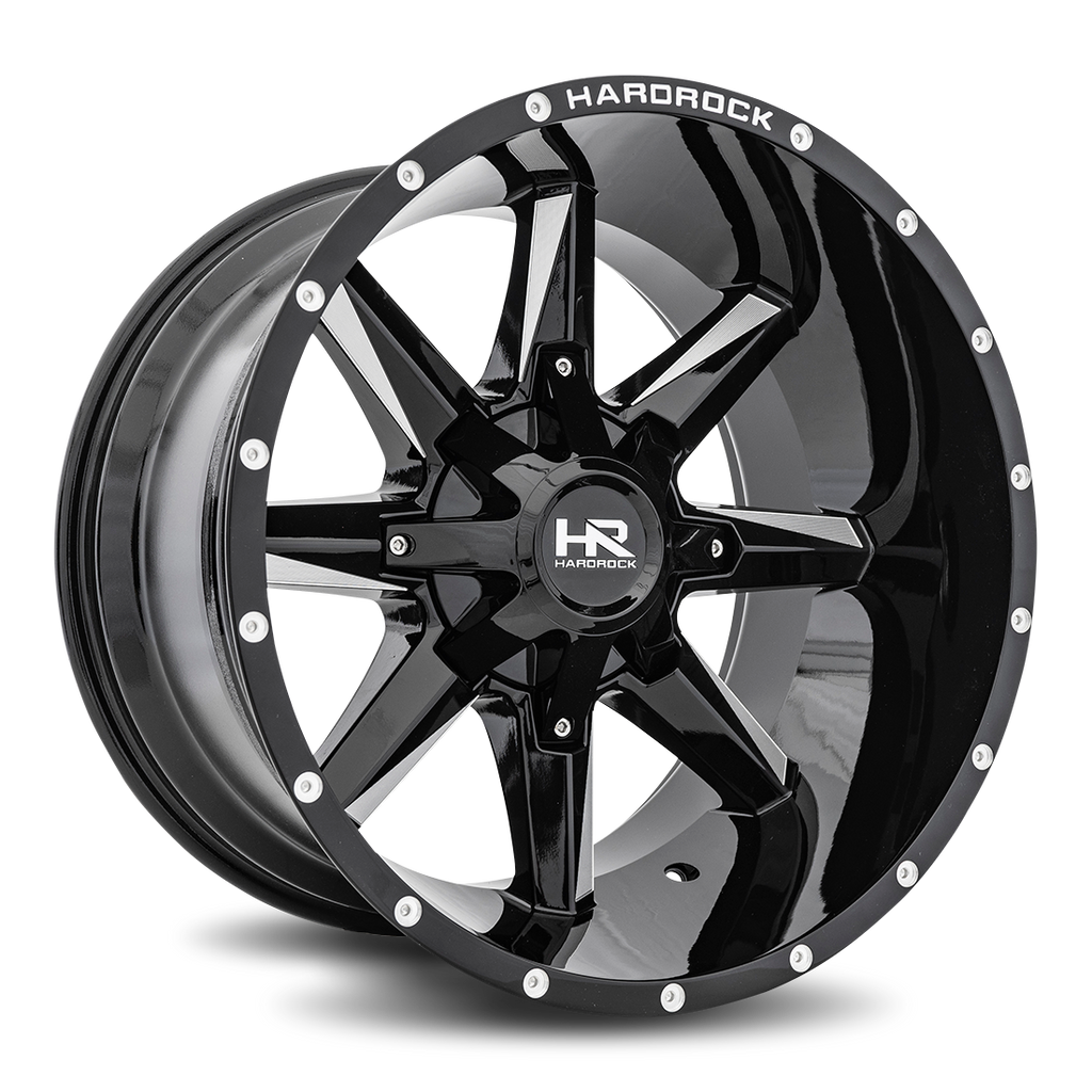 Aluminum Wheels Hardcore 20x12 6x135/139.7 -44 108 Gloss Black Milled Hardrock Offroad