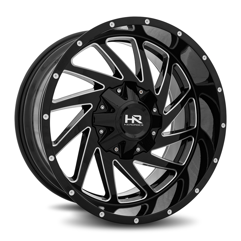 Aluminum Wheels Crusher 20x10 5x127/139.7 -19 87 Gloss Black Milled Hardrock Offroad