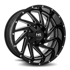 Aluminum Wheels Crusher 20x10 8x165 -19 125.2 Gloss Black Milled Hardrock Offroad