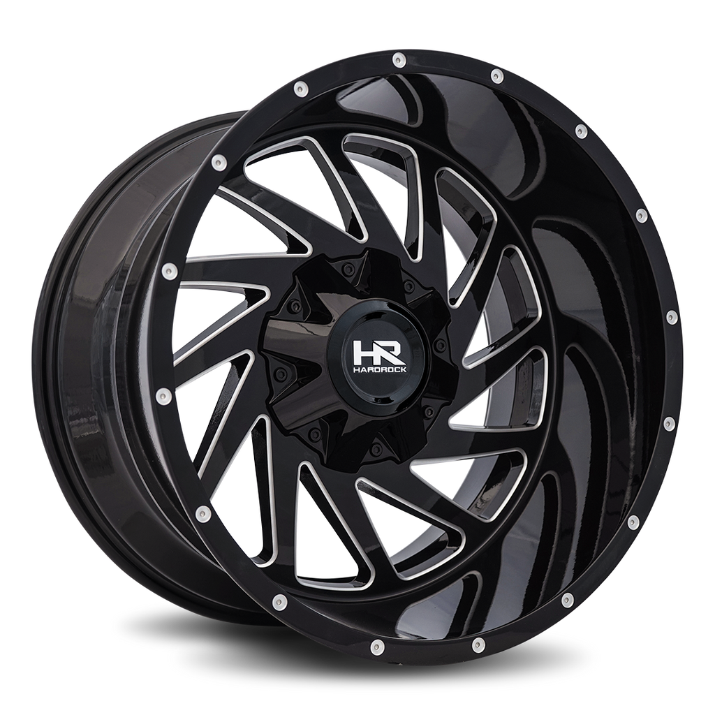 Aluminum Wheels Crusher 20x12 6x135/139.7 -44 108 Gloss Black Milled Hardrock Offroad