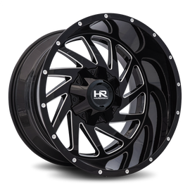 Aluminum Wheels Crusher 20x12 8x180 -44 124.3 Gloss Black Milled Hardrock Offroad