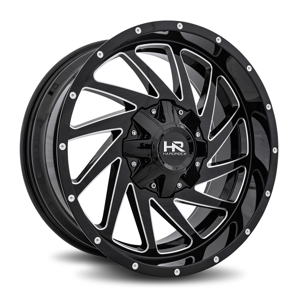 Aluminum Wheels Crusher 20x9 6x135/139.7 0 108 Gloss Black Milled Hardrock Offroad