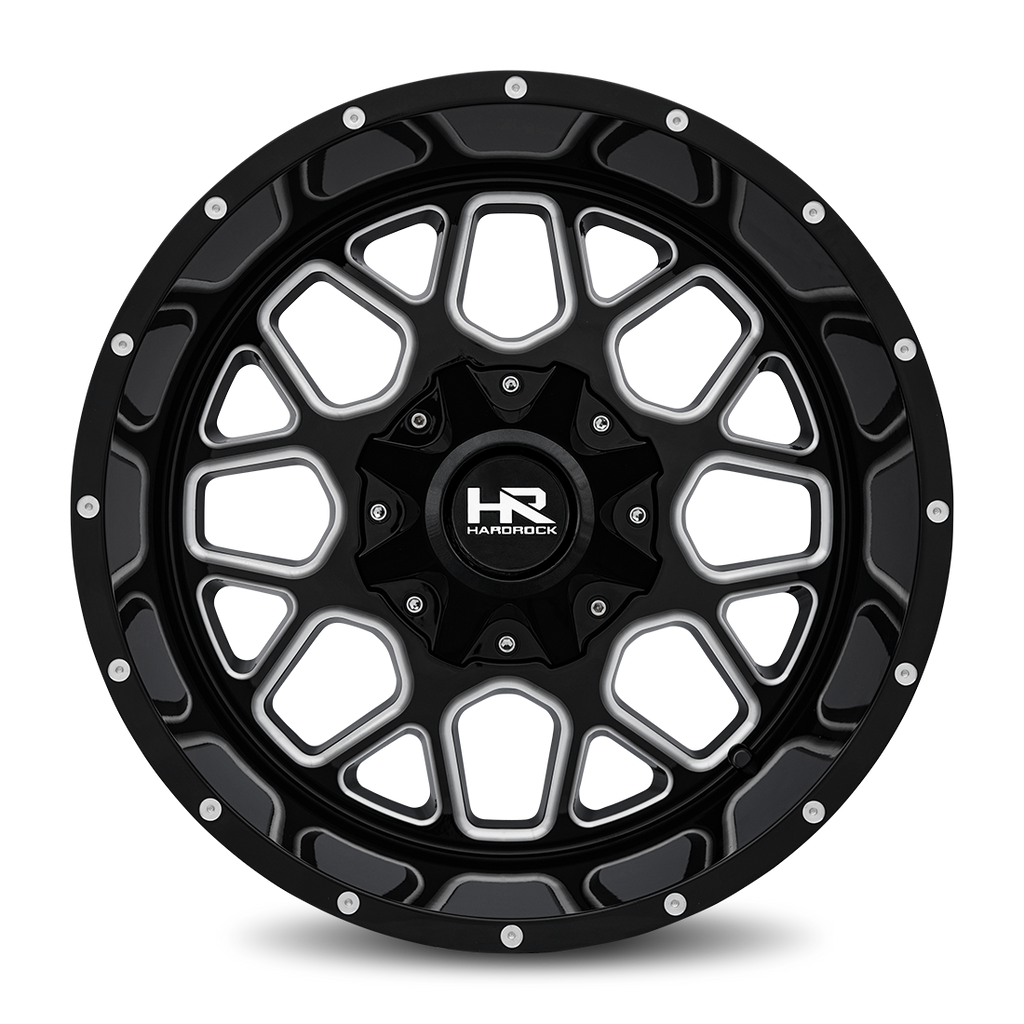 Aluminum Wheels Gunner 20x12 6x135/139.7 -44 108 Gloss Black Milled Hardrock Offroad