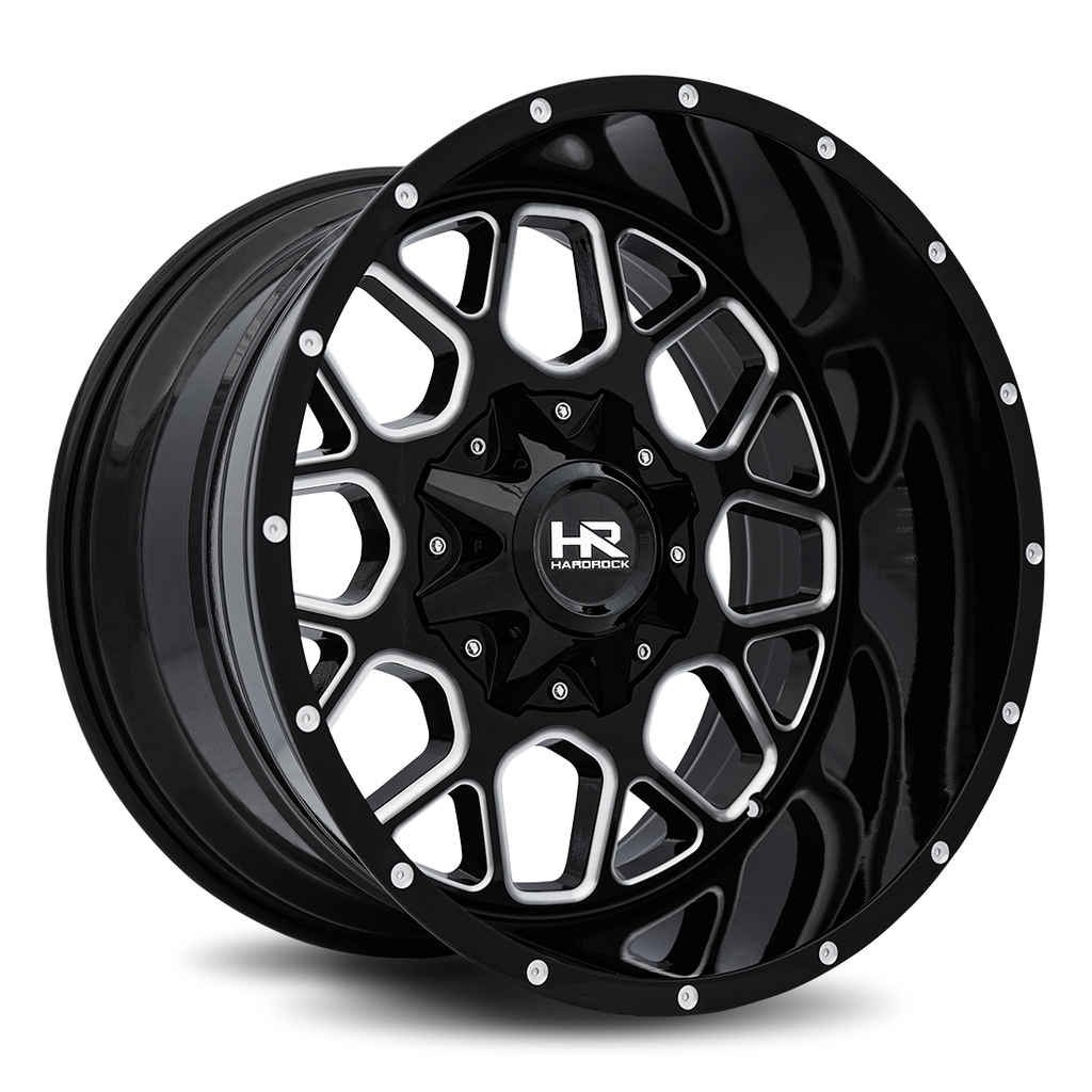 Aluminum Wheels Gunner 20x12 6x135/139.7 -44 108 Gloss Black Milled Hardrock Offroad