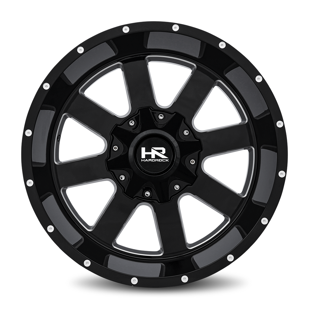 Aluminum Wheels Tank 20x12 6x135/139.7 -44 108 Gloss Black Milled Hardrock Offroad