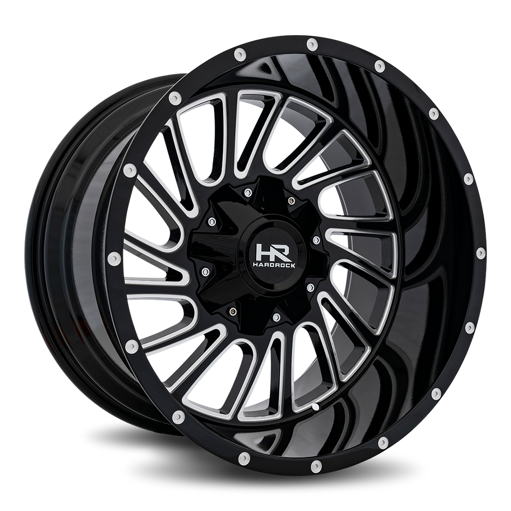 Aluminum Wheels Overdrive 20x12 6x135/139.7 -51 108 Gloss Black Milled Hardrock Offroad