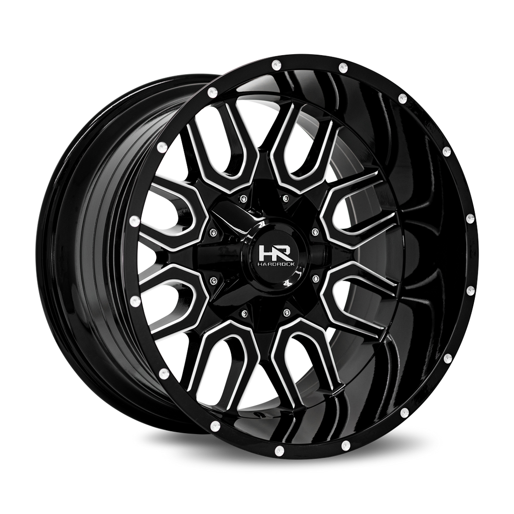 Aluminum Wheels Commander 20x12 6x135/139.7 -51 108 Gloss Black Milled Hardrock Offroad