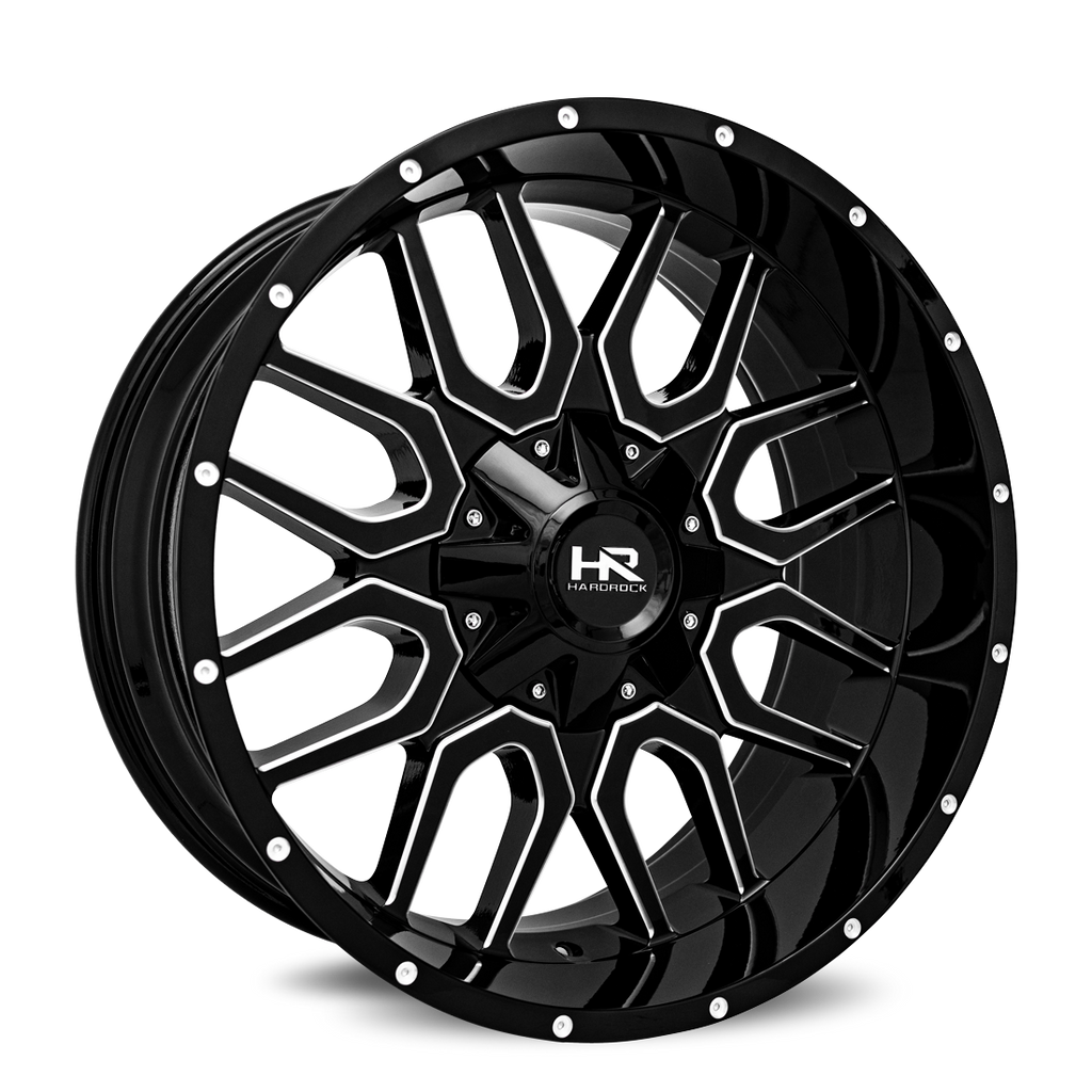 Aluminum Wheels Commander 22x10 6x135/139.7 -19 108 Gloss Black Milled Hardrock Offroad