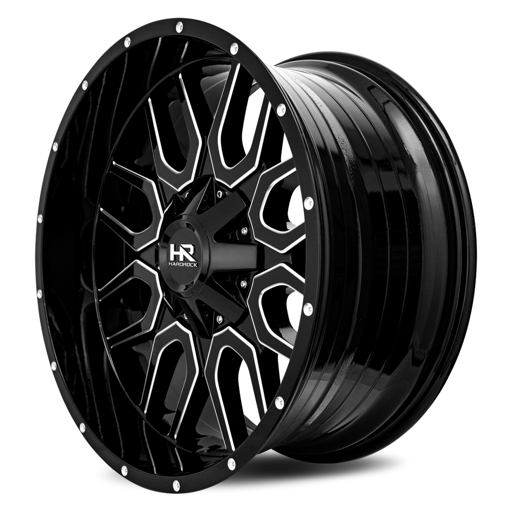 Aluminum Wheels Commander 22x10 6x135/139.7 -19 108 Gloss Black Milled Hardrock Offroad