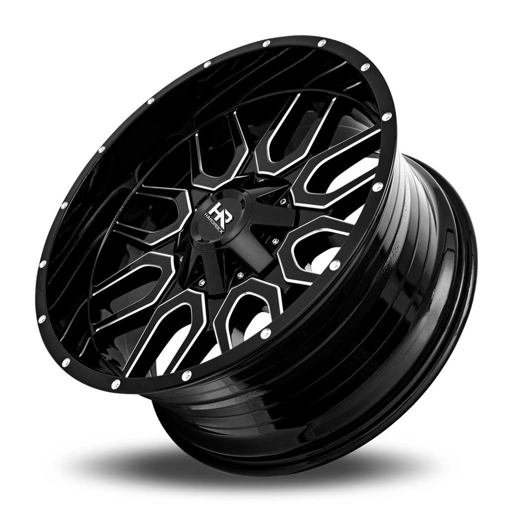 Aluminum Wheels Commander 22x10 6x135/139.7 -19 108 Gloss Black Milled Hardrock Offroad