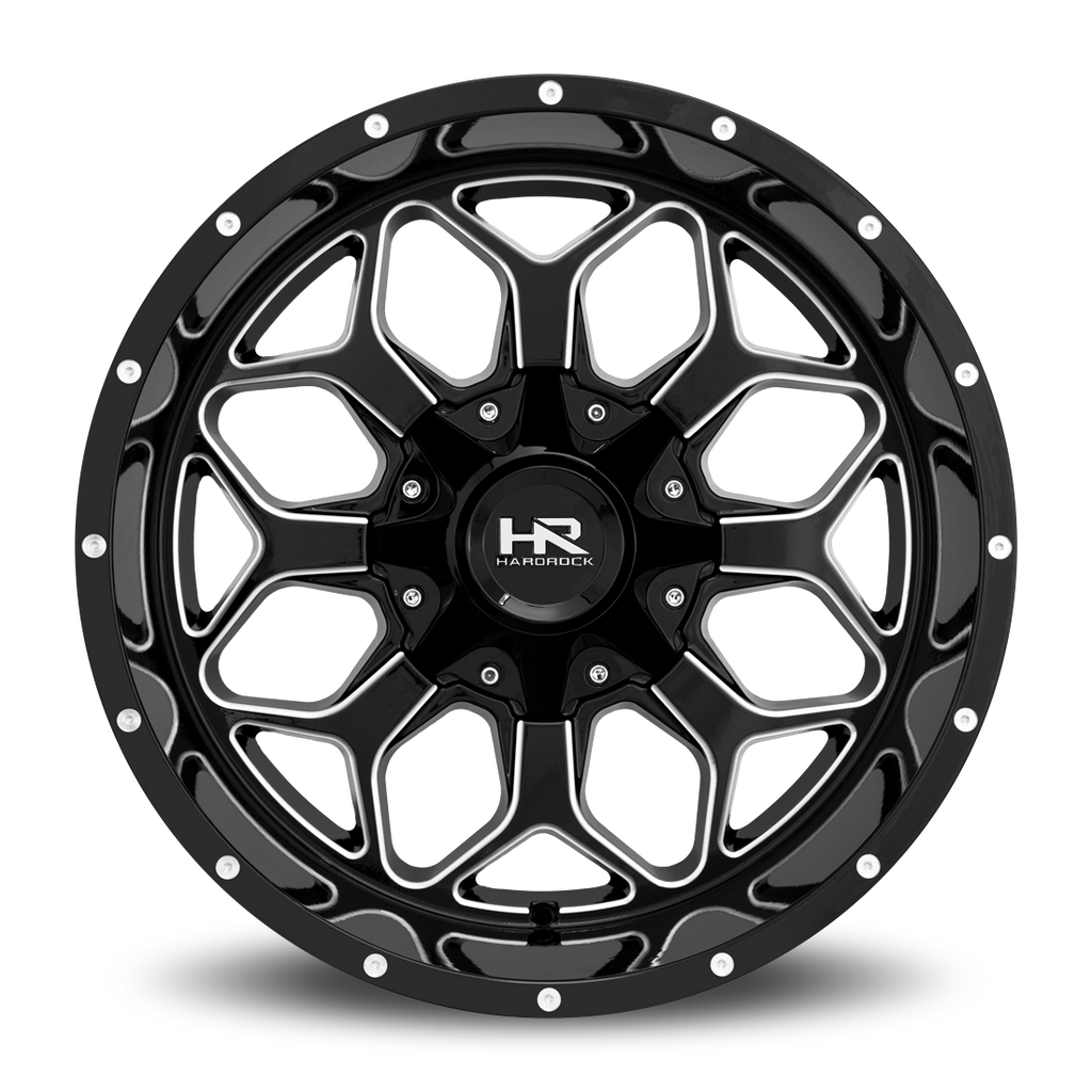 Aluminum Wheels Indestructible 20x10 6x135/139.7 -19 108 Gloss Black Milled Hardrock Offroad