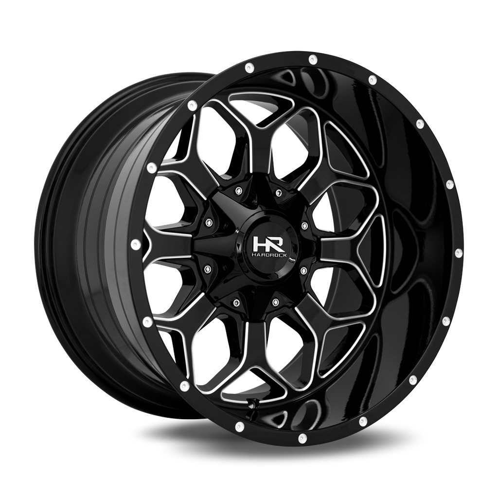 Aluminum Wheels Indestructible 20x10 6x135/139.7 -19 108 Gloss Black Milled Hardrock Offroad