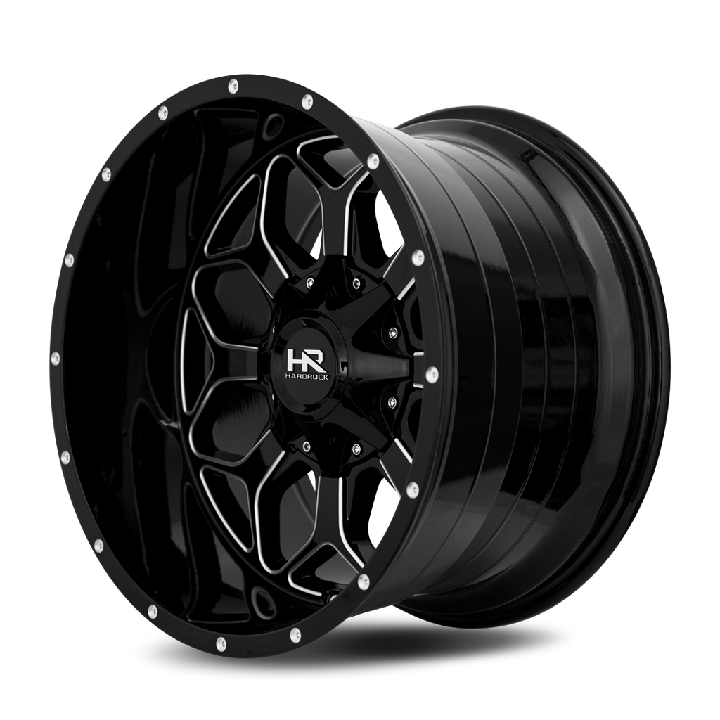 Aluminum Wheels Indestructible 20x10 6x135/139.7 -19 108 Gloss Black Milled Hardrock Offroad